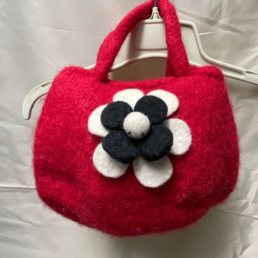 Vintage Artisan Handbag boiled wool satchel.